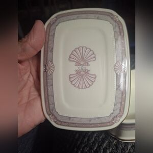 Noritake Cream and Pink Shell-Accent Serving Tray